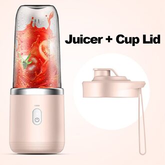Draagbare Blender 400Ml Mini Elektrische Fruit Juicer Usb Opladen Citroen Oranje Fruit Sap Cup Smoothie Blender Machine roze met cup lid