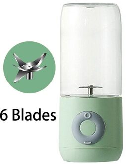 Draagbare Blender Elektrische Usb Mixer Juicer Machine 500Ml Mini Voedsel Smoothie Processor Hand Held Persoonlijke Fruit Squeezer Juicer groen 6 blades