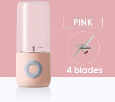 Draagbare Blender Elektrische Usb Mixer Juicer Machine 500Ml Mini Voedsel Smoothie Processor Hand Held Persoonlijke Fruit Squeezer Juicer roze 4 blades