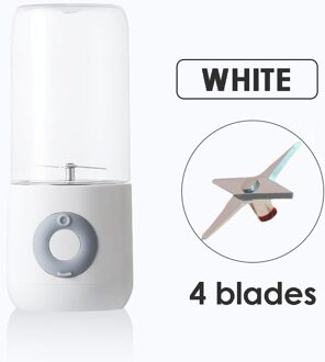 Draagbare Blender Elektrische Usb Mixer Juicer Machine 500Ml Mini Voedsel Smoothie Processor Hand Held Persoonlijke Fruit Squeezer Juicer wit 4 blades