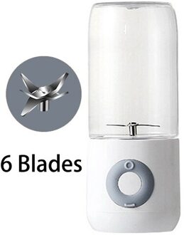 Draagbare Blender Elektrische Usb Mixer Juicer Machine 500Ml Mini Voedsel Smoothie Processor Hand Held Persoonlijke Fruit Squeezer Juicer wit 6 blades
