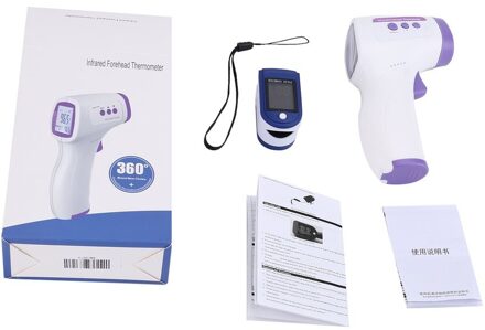 Draagbare Bloed Zuurstof Vinger Pulse Digitale Vingertop Oximeter Zuurstofverzadiging Meter Vinger Monitor Oximetro + Thermometer