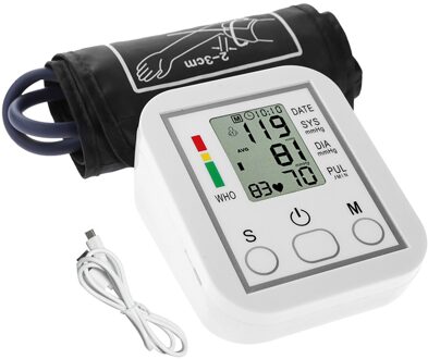 Draagbare Bloeddrukmeter Huishouden Bloeddrukmeter Arm Band Type Digitale Elektronische Mini Bloeddrukmeter Tonometer met USB