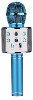 Draagbare Bluetooth Karaoke Microfoon Led Studio Record Draadloze Microfoon Luidspreker Voor Muziek Zingen Voor Huishoudelijke Karaoke blauw