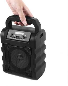 Draagbare Bluetooth Speaker Tf Aux Fm Radio Stereo Subwoofer Met Microfoon zwart