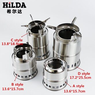 Draagbare Brandhout Hout Brandende Wandelen Vergasser Warmer Outdoor Mini Verwarming Roestvrij Staal Koken Tool Picknick Camping Stove D stijl