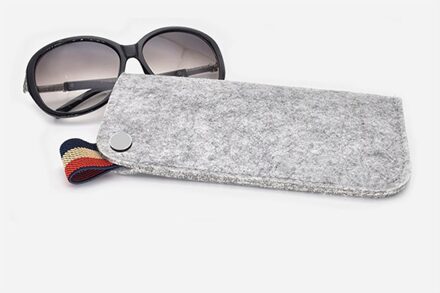 Draagbare Bril Organizer Tas Voor Vrouwen Mannen Unisex Glazen Doos Vilt Zonnebril Zak Brillen Gevallen licht grijs