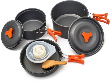 Draagbare Camping Kookgerei Set Outdoor Servies Wandelen Camping Familie Wandelen Benodigdheden Barbecue Pot Accessoires 2-3 Mensen oranje