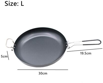 Draagbare Camping Non-stick Koekenpan Outdoor Picknick Bbq Ronde Steak Koekenpan Met Inklapbare Handgreep