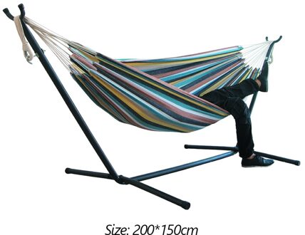 Draagbare Canvas Hangmat Dikker Stoel Schommel Outdoor Tuin Sport Home Reizen Leisure Camping Streep Opknoping Bed Zonder Stand