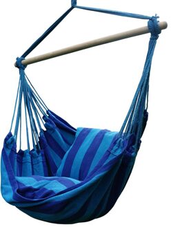 Draagbare Canvas Hangmat Leisure Streep Opknoping Stoel Swing Wandelen Camping Hangmat Outdoor Tuin Opknoping Bed Voor Reizen diep blauw