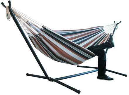 Draagbare Canvas Hangmat Outdoor Tuin Sport Swing Home Reizen Leisure Camping Streep Hangmat Dubbele Enkele Mensen Opknoping Bed