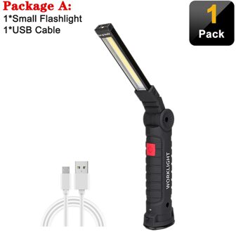 Draagbare Cob Led Zaklamp Usb Oplaadbare Werk Licht Magnetische Lanterna Opknoping Lamp Met Ingebouwde Batterij Camping Torch Package A