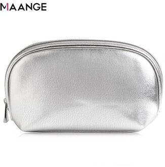 Draagbare Cosmetische Tas Mode Multifunctionele Pu Reizen Opslag Make-Up Tas Mannen Vrouwen Draagbare Waterdichte Waszak zilver