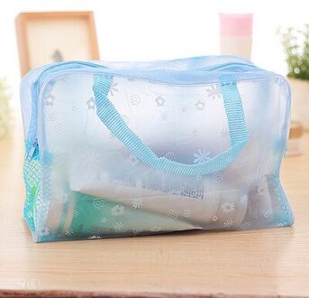 Draagbare Cosmetische Zakken Waterdichte Make-Up Tas Transparante Toilettas Reizen Wassen Tandenborstel Pouch Organizer Bag Grote Capaciteit blauw