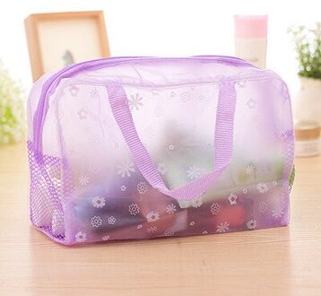 Draagbare Cosmetische Zakken Waterdichte Make-Up Tas Transparante Toilettas Reizen Wassen Tandenborstel Pouch Organizer Bag Grote Capaciteit paars