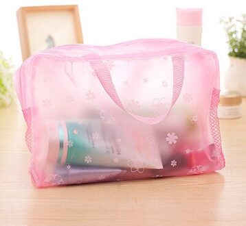 Draagbare Cosmetische Zakken Waterdichte Make-Up Tas Transparante Toilettas Reizen Wassen Tandenborstel Pouch Organizer Bag Grote Capaciteit roze