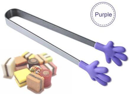 Draagbare Creatieve Kleine Palm Siliconen Clip Non-Slip Rvs Mini Voedsel Keuken Gerechten Bbq Clip Keuken Tool FEA88 Paars