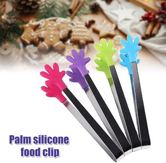 Draagbare Creatieve Kleine Palm Siliconen Clip Non-Slip Rvs Mini Voedsel Keuken Gerechten Bbq Clip Keuken Tool FOU99 groen