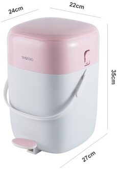 Draagbare Creatieve Vuilnisbak Met Deksel Pedaal Huishouden Woonkamer Keuken Slaapkamer Badkamer Sorteren Afvalbak Huisvuilemmer ZH208 roze