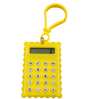 Draagbare Digit Calculator Mini Calculator Pocket Display Creatieve Sleutelhanger Rekenmachine Kantoorbenodigdheden Tudent Leren Levert geel