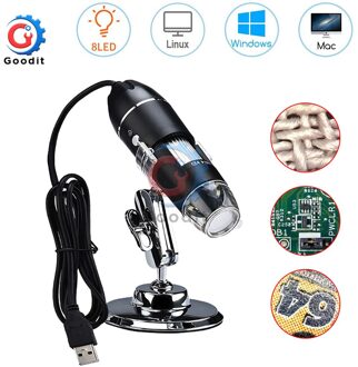 Draagbare Digitale Microscoop 500x/1000x/1600x Vergroting Endoscoop Met 8 Leds Braceket Heerser Voor Mac/Venster/linux/Andriod 1600X / USB 2.0 Interface