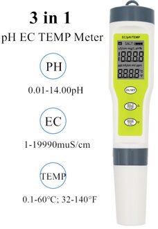 Draagbare Digitale Tester Pen Soort Ph Ec Temp Meter Acidometer Drinken 3 In 1 Multi-Parameter Waterkwaliteit Analyzer tool 30% Off
