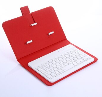 Draagbare Draadloze Bluetooth Toetsenbord Geval Pu Leer Stand Cover Voor Iphone Android Telefoons Rood