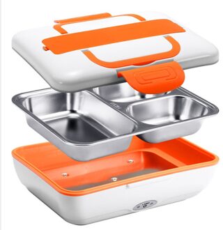 Draagbare Elektrische Lunchbox Auto Truck & Thuis 12V/24V 110V/220V School Bento rijstkoker Voedsel Container Warmer Oranje / 12 en 220v