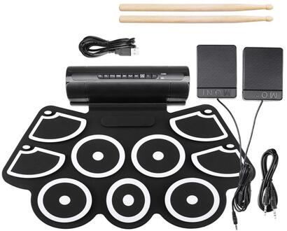 Draagbare Elektronica Roll Up Drum Pad Set 9 Siliconen Pads Ingebouwde Luidsprekers met Drumsticks Voet Pedalen USB 3.5mm Audio kabel