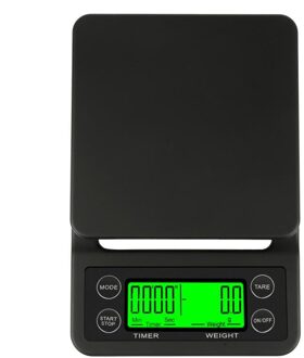 Draagbare Elektronische Digitale Keukenweegschaal Hoge Precisie Lcd Weegschalen Huishouden Koffie Wegen 0.1G Druppelen Koffie Schaal Met Timer zwart / 3kg 0.1g