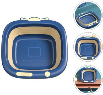 Draagbare En Opvouwbare Opvouwbare Baby Wastafel Huishouden Vouwen Bassin Cartoon Wastafel Voor Slaapkamer Blauw