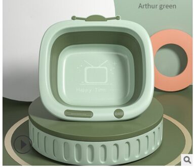 Draagbare En Opvouwbare Opvouwbare Baby Wastafel Huishouden Vouwen Bassin Cartoon Wastafel Voor Slaapkamer groen