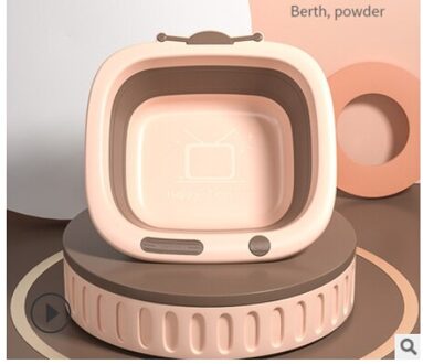 Draagbare En Opvouwbare Opvouwbare Baby Wastafel Huishouden Vouwen Bassin Cartoon Wastafel Voor Slaapkamer Roze