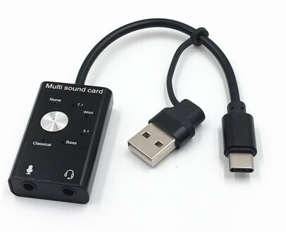 Draagbare Externe Geluidskaart Usb 2.0 Type-C Naar 3.5Mm Jack Hoofdtelefoon Microfoon Audio Adapter Voor Windows Mac linux Android
