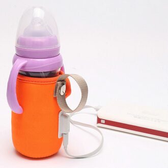 Draagbare Flessenwarmer USB Zuigfles Verwarming Cup Cover Anti brandwonden Anti Slip Isolatie Zak Auto Flessenwarmer oranje