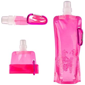 Draagbare Flexibele Opvouwbare Water Bag Outdoor Wandelen Camping Zachte Fles Sport Fles Levert Roze
