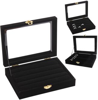 Draagbare Fluwelen Ring Sieraden Display Organizer Box Lade Houder Oorbel Sieraden Storage Case Showcase
