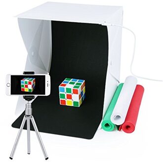 Draagbare Fotostudio, URiver Mini Klaptafel Top LED Licht Doos en Fotografie Verlichting Tent met 4 Backdrops Kit