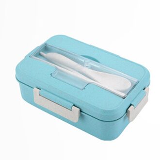Draagbare Gezonde Materiaal Lunchbox 3 Layer Tarwe Stro Bento Dozen Magnetron Servies Voedsel Opslag Container #15 groen