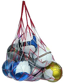 Draagbare Grote Bal Pocket Bold Solide Voor Volleybal Voetbal Basketbal Netto Mesh Bag Rode En Witte Stiksels Outdoor