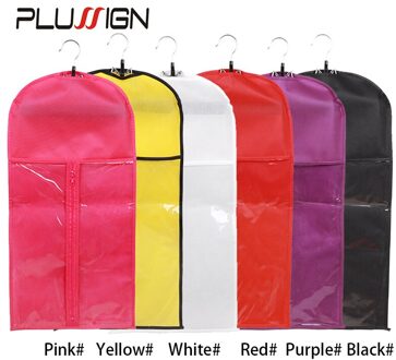 Draagbare Haar Extensions Pakket Pak Case Pruik Opbergtas Met Hanger Anti Dust Waterdichte Pruik Hanger Tas Zwart Roze Wit OnlyPurple zak 2stk