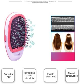 Draagbare Haar Ionische Borstel Stijltang Borstel Negatieve Ionen Kam Afhalen Anti-statische Massage Steil Haar Kam fluorescerende groen