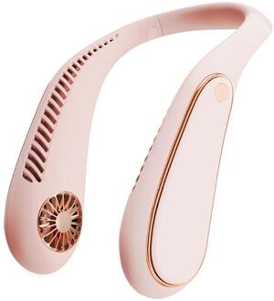 Draagbare Hals Fan Batterij Oplaadbare Wearable Persoonlijke Ventilator Bladloze Hoofdtelefoon Usb Aangedreven Ventilator 3 Snelheden J6PE roze