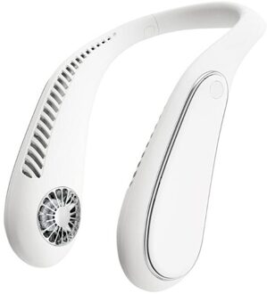 Draagbare Hals Fan Batterij Oplaadbare Wearable Persoonlijke Ventilator Bladloze Hoofdtelefoon Usb Aangedreven Ventilator 3 Snelheden J6PE wit