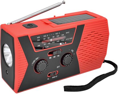 Draagbare Hand Crank Radio 4000Mah Solar Crank Dynamo Powered Am/Fm Us/Noaa Weather Radio Gebruik Emergency led Zaklamp Power Bank rood