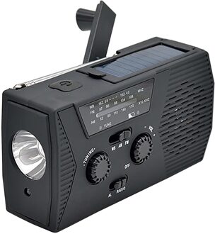 Draagbare Hand Crank Radio 4000Mah Solar Crank Dynamo Powered Am/Fm Us/Noaa Weather Radio Gebruik Emergency led Zaklamp Power Bank zwart