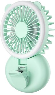 Draagbare Handheld Eenvoudige Vulling Licht Clip Fan Multifunctionele Usb Opladen Mini Fan Mobiele Selfie Vullen Lamp 3 Niveau Verstelbare J6PE groen