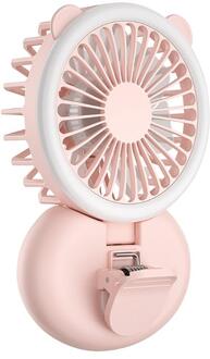 Draagbare Handheld Eenvoudige Vulling Licht Clip Fan Multifunctionele Usb Opladen Mini Fan Mobiele Selfie Vullen Lamp 3 Niveau Verstelbare J6PE roze