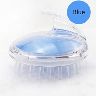 Draagbare Handmatige Siliconen Haar Hoofdhuid Massager Shampoo Borstel Wassen Kam Bad Douche Haren Care Verwijderen Exfoliëren Massage Tool blauw